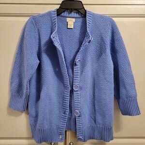 LL Bean Thick Knit Button Up 3/4 Sleeve Cardigan